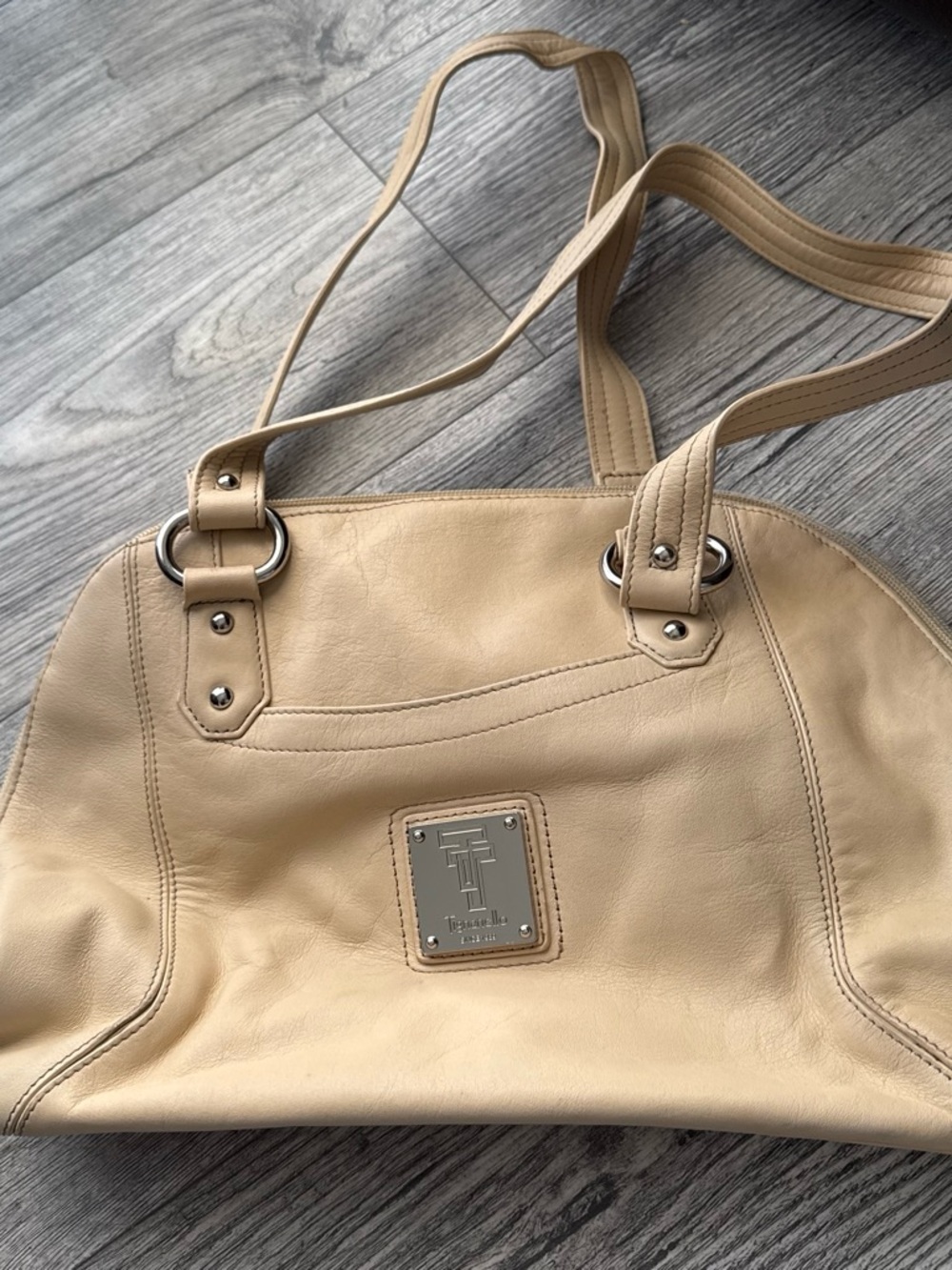 Tignanello Beige Leather Tote Bag
